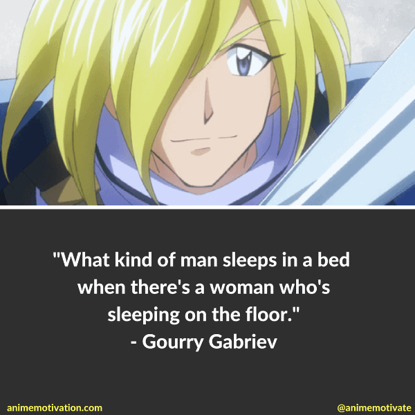What kind of man sleeps in a bed when there's a woman who's sleeping on the floor.