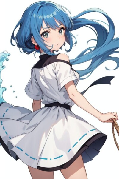 cute blue hair anime girl anm