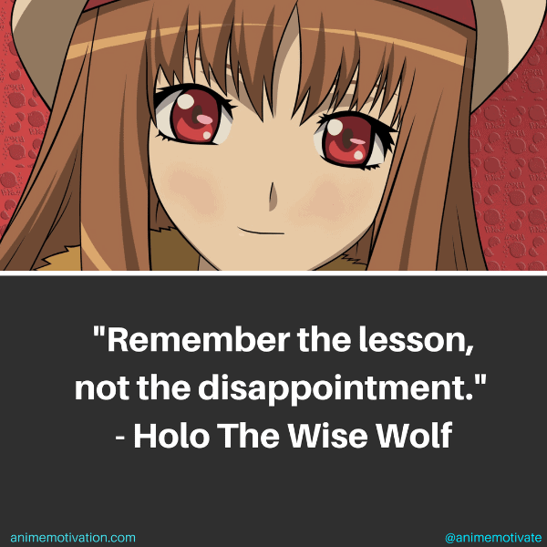 Remember the lesson, not the disappointment. - Holo The Wise Wolf