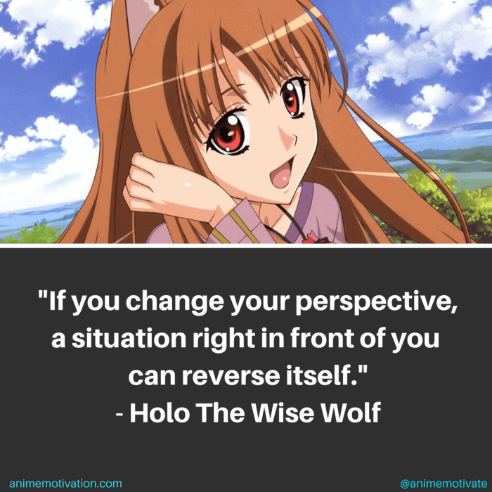 If you change your perspective, a situation right in front of you can reverse itself. - Holo The Wise Wolf