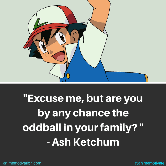 Excuse me, but are you by any chance the oddball in your family? - Ash Ketchum