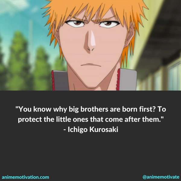 You know why big brothers are born first? To protect the little ones that come after them. - Ichigo Kurosaki