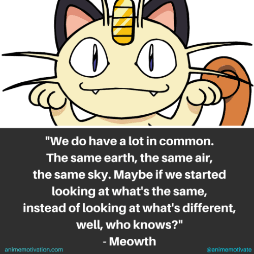 We do have a lot in common. The same earth, the same air, the same sky. Maybe if we started looking at what's the same, instead of looking at what's different, well, who knows? - Meowth