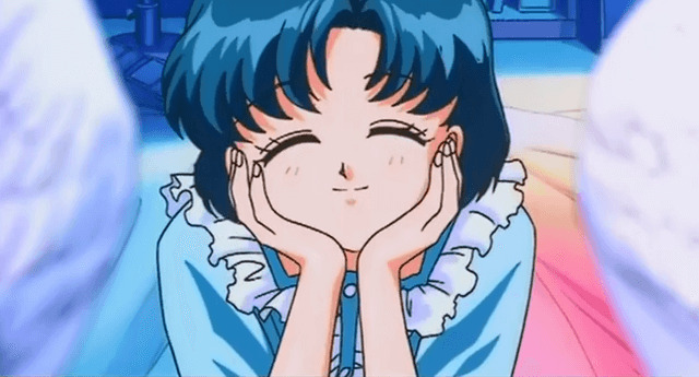 anime girl with short blue hair