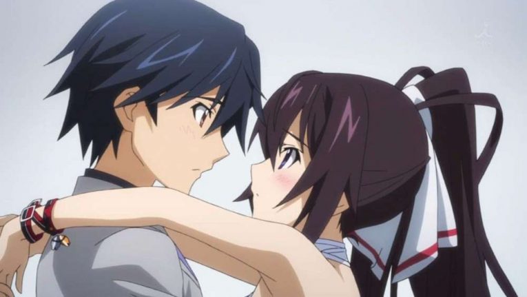 anime couple hugging