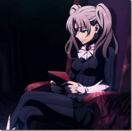 Aria sitting down in the anime - taboo tattoo