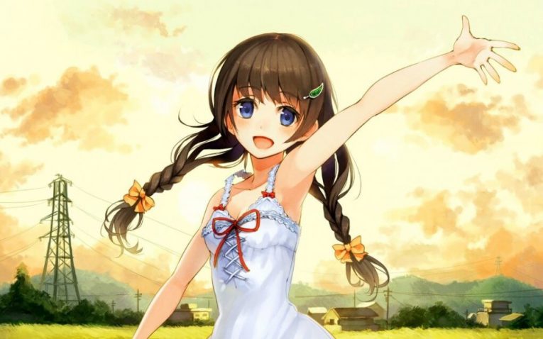 feliz anime girl lindo fondo de pantalla
