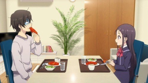 yu otosaka and ayumi otosaka eating