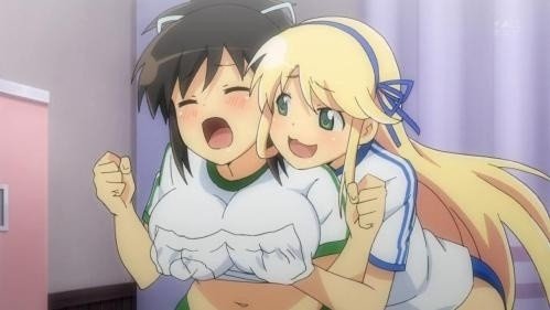 anime girl blonde boobs fan service