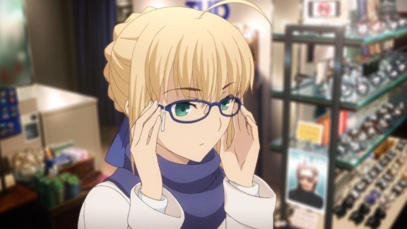 saber wearing glasses anime