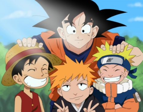 dragon ball z naruto one piece and bleach characters