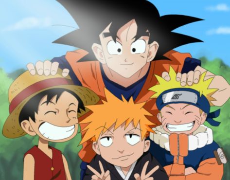 dragon ball z naruto one piece and bleach characters | https://animemotivation.com/how-the-anime-community-has-evolved/