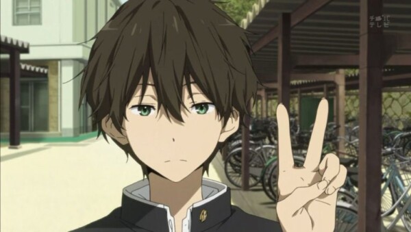 houtarou oreki peace sign