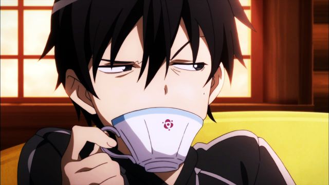 kirito drinking tea