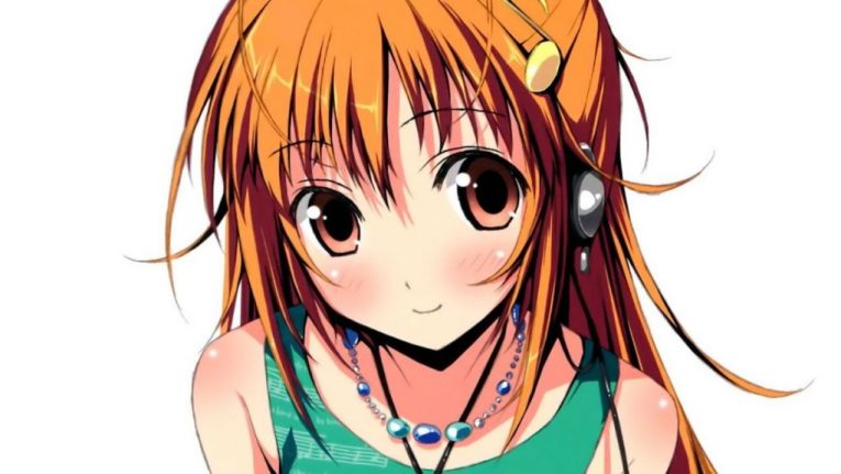 anime girl orange hair cute