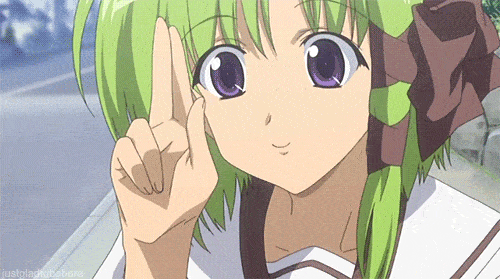 anime girl green hair gif