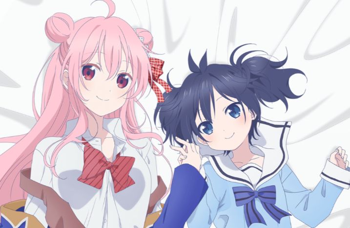 anime girl pink hair blue hair