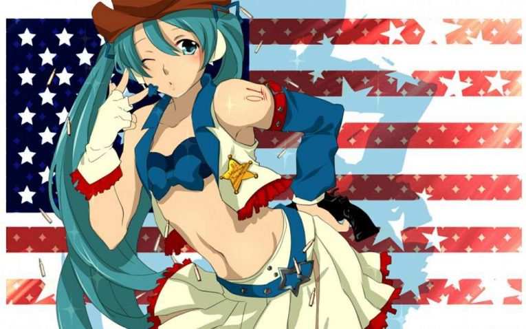 anime girl america winking wallpaper