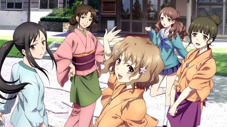 hanasaku iroha anime girls happy