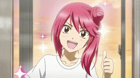 anime pink hair girl thumbs up gif