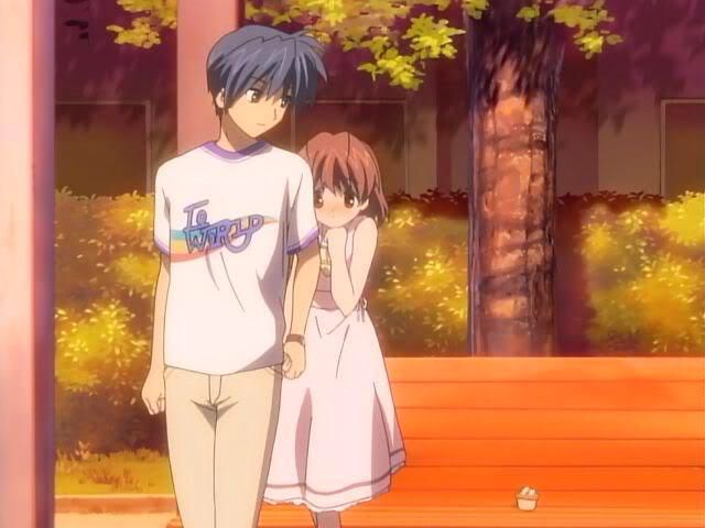 anime boy and girl hugging