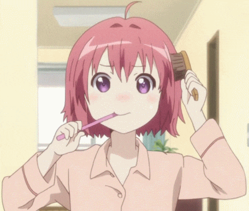 cute anime girl multitasking gif