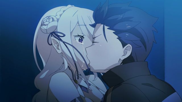 subaru kissing emilia re zero couple