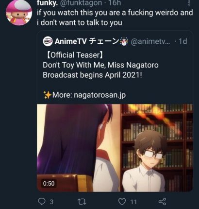 nagatoro weirdo comments twitter