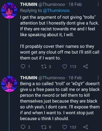 thumin black artist speaking out tweet