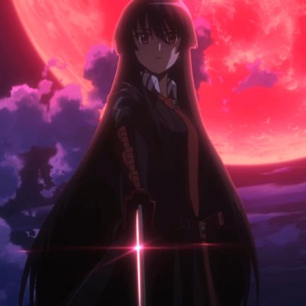 Akame Ga Kill akame sword red moon | https://animemotivation.com/anime-that-are-better-dubbed-than-subbed/