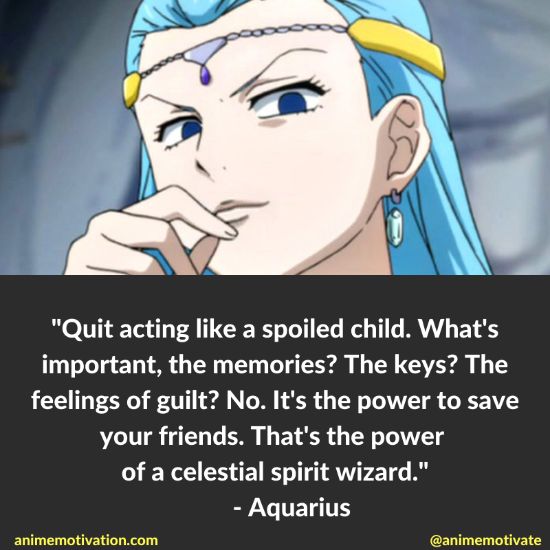 Quit acting like a spoiled child. What's important, the memories? The keys? The feelings of guilt? No. It's the power to save your friends. That's the power of a celestial spirit wizard.