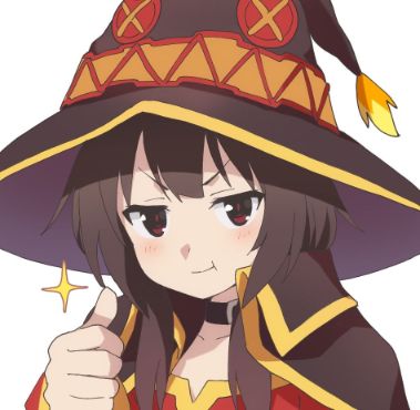 Megumin thumbs up pout
