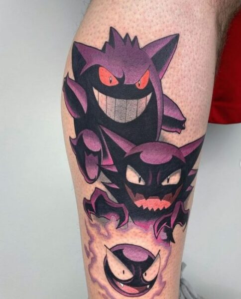 Juan Diaz on Instagram regram gamerink Gastly Haunter and Gengar tattoo  done by adamhawkestattoo   Tatuajes pokemon Tatuaje de juegos  Tatuajes de jugador