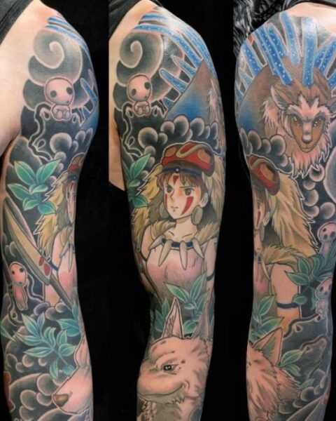 princess mononoke tattoo instagram | https://animemotivation.com/best-anime-tattoo-ideas-designs/