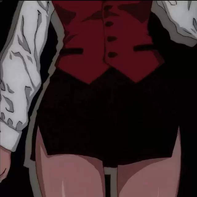 Anime Black Skirt Red Top Thighs