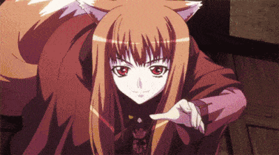 holo the wise wolf bite cute spice and wolf anime
