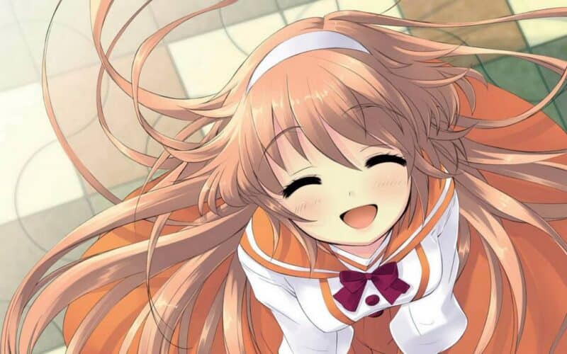 cute anime girl smiling wallpaper art