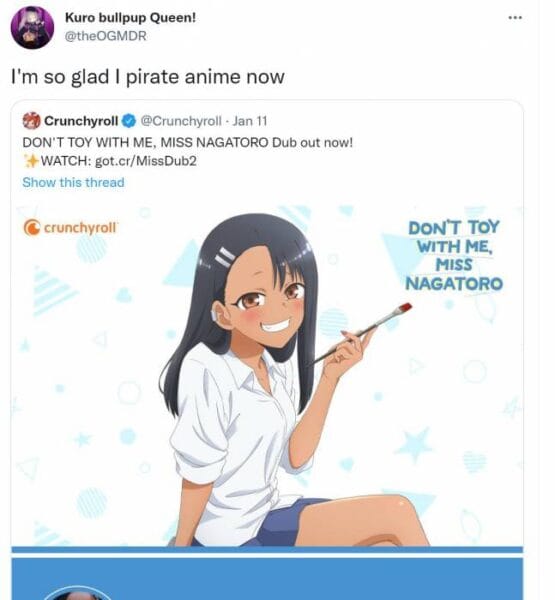 Fãs racistas de anime atacam Crunchyroll Nagatoro VA no Twitter