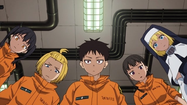 Fire Force company 8 orange outfits anime