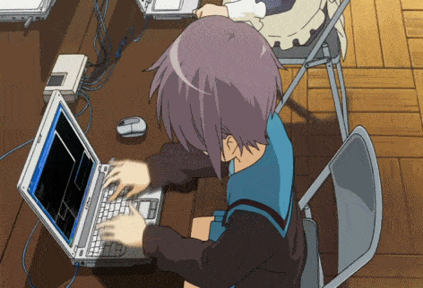 haruhi suzumiya gif laptop