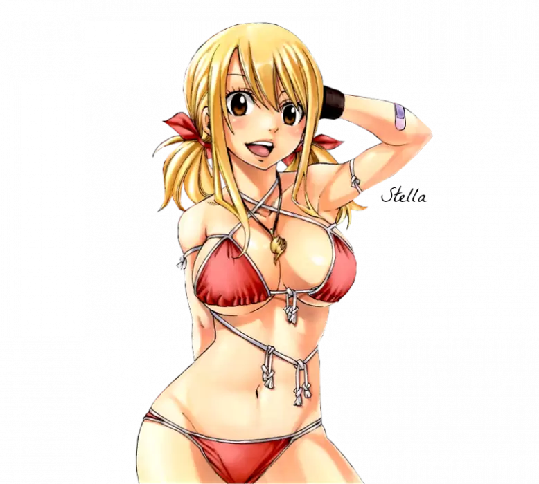 lucy heartfilia swimsuit red render