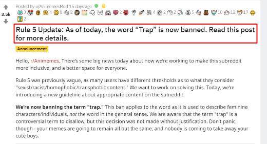 reddit trap word banned subreddit censorship anime