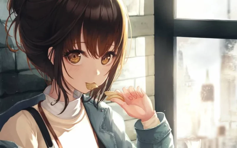 anime girl brown eyes wallpaper cute scaled