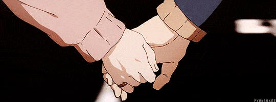 hand holding scenery anime