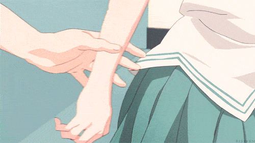 romance anime hand holding