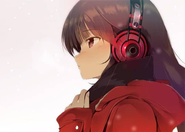 anime girl wearing headphones nightcore cute
