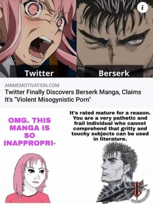 berserk controversy animemotivation meme
