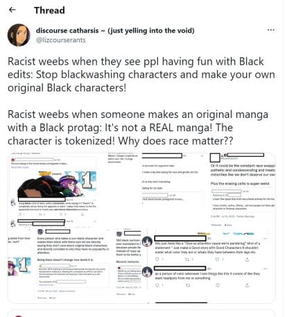 lizcoursereants tweet anime fans hypocrisy double standards clock striker