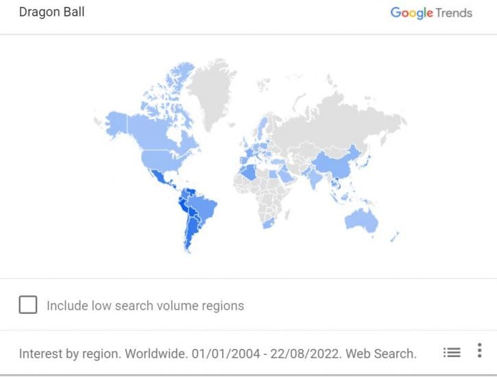 Dragon Ball Statistics Popular Countries Map