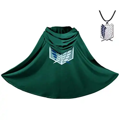 2PCS Anime Cloak - Anime Cosplay Costume Cape with Necklace Green